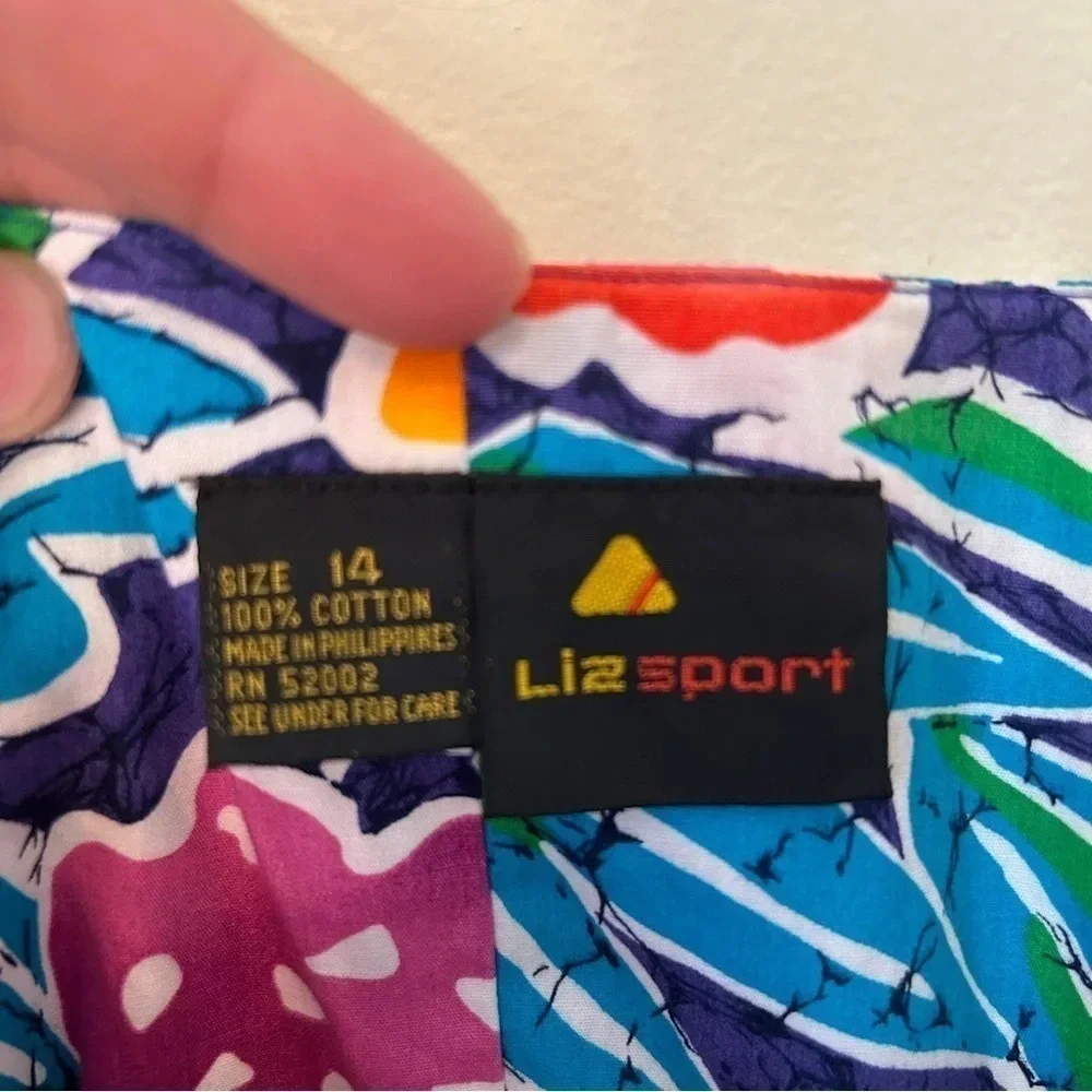 Rare Liz Sport Vintage 1980's Hawaiian Floral Print Strapless Cotton Romper Size - Picture 5 of 6